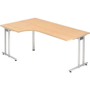 Winkelschreibtisch 90° JENA, C-Fuß, links montierbar, B 2000 mm, Ahorn-Dekor Winkelschreibtisch 90° JENA, C-Fuß, links montierbar, B 2000 mm, Ahorn-Dekor