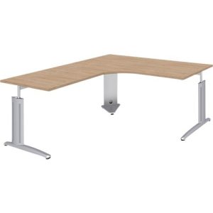 Winkelschreibtisch BARI, 90°, Winkel links, C-Fuß, B 1800 x T 1800 mm, Eiche-Dekor Winkelschreibtisch BARI, 90°, Winkel links, C-Fuß, B 1800 x T 1800 mm, Eiche-Dekor