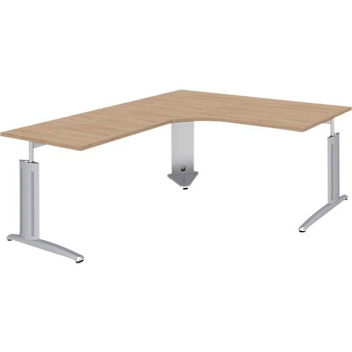 Winkelschreibtisch BARI, 90°, Winkel links, C-Fuß, B 1800 x T 1800 mm, Eiche-Dekor
