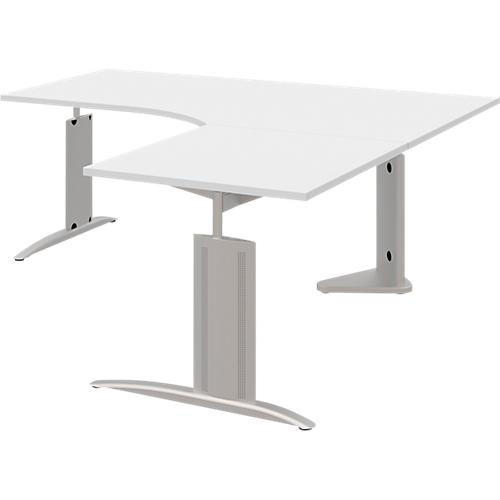 Winkelschreibtisch BARI, 90°, Winkel rechts, C-Fuß, B 1800 x T 800 mm, weiß