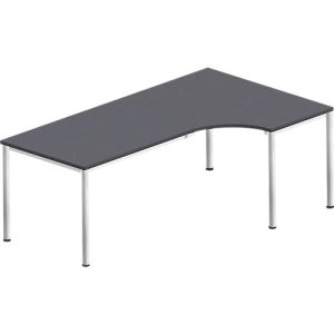 Winkelschreibtisch BEXXSTAR, Rundrohrfuß, Ansatz rechts, B 2000 x T 800/1200 mm, schwarz Winkelschreibtisch BEXXSTAR, Rundrohrfuß, Ansatz rechts, B 2000 x T 800/1200 mm, schwarz