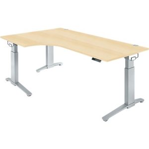 Winkelschreibtisch PLANOVA ERGOSTYLE, elektr. höhenverstellbar, 90° Winkel links, B 2000 x H 715-1182 mm, Ahorn/weißalu + Memory Master Winkelschreibtisch PLANOVA ERGOSTYLE, elektr. höhenverstellbar, 90° Winkel links, B 2000 x H 715-1182 mm, Ahorn/weißalu + Memory Master