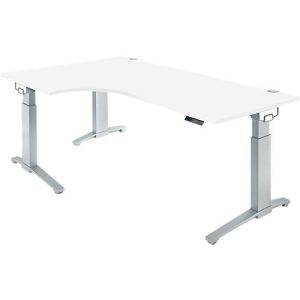 Winkelschreibtisch PLANOVA ERGOSTYLE, elektr. höhenverstellbar, 90° Winkel links, B 2000 x H 715-1182 mm, weiß/weißalu + Memory Master Winkelschreibtisch PLANOVA ERGOSTYLE, elektr. höhenverstellbar, 90° Winkel links, B 2000 x H 715-1182 mm, weiß/weißalu + Memory Master
