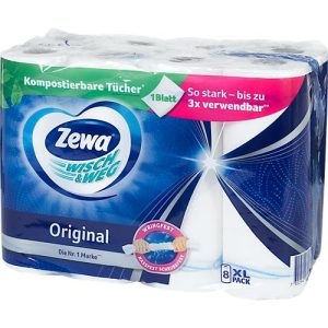 Zewa Küchenpapierrollen Wisch und Weg Original, 2-lagig, 8 x 45 Blatt Zewa Küchenpapierrollen Wisch und Weg Original, 2-lagig, 8 x 45 Blatt