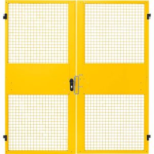 Zweiflügeltüren, für Gittertrennwandsystem, B 2000 x H 2070 mm, gelb Zweiflügeltüren, für Gittertrennwandsystem, B 2000 x H 2070 mm, gelb