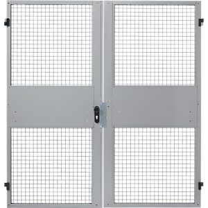 Zweiflügeltüren, für Gittertrennwandsystem, B 2000 x H 2070 mm, hellsilber Zweiflügeltüren, für Gittertrennwandsystem, B 2000 x H 2070 mm, hellsilber