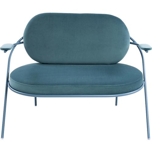 Zweisitzer Sofa Meet by Paperflow Saturne, mit Armlehnen, B 1180 x T 730 x H 880 mm, Stahlrohr, Samt, Blau/Blau