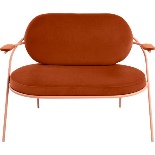 Zweisitzer Sofa Meet by Paperflow Saturne, mit Armlehnen, B 1180 x T 730 x H 880 mm, Stahlrohr, Samt, Rosa/Rost