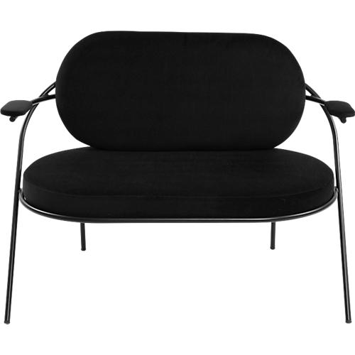 Zweisitzer Sofa Meet by Paperflow Saturne, mit Armlehnen, B 1180 x T 730 x H 880 mm, Stahlrohr, Samt, Schwarz/Schwarz